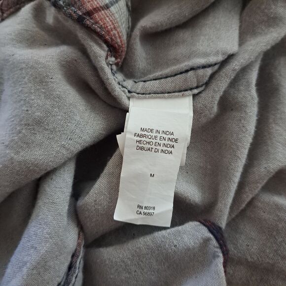 Lucky Brand Button Up Shirt Mens Size M Red Blue White Plaid Flannel Pearl Snap - Picture 14 of 16